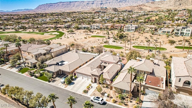 drone / aerial view with a mountain view and a residential view