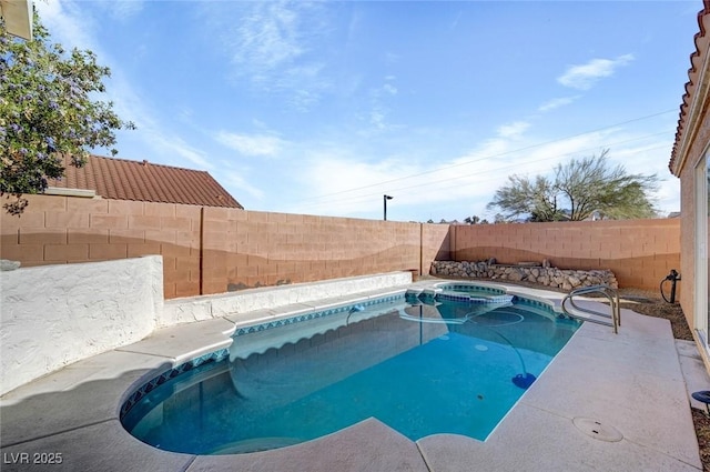 view of swimming pool featuring a fenced in pool and a fenced backyard