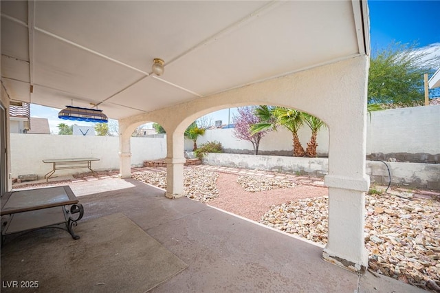 view of patio featuring a fenced backyard