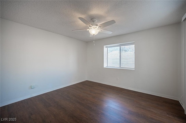 3369 Milenko Dr, Las Vegas, NV 89121 - empty room featuring a textured ceiling, dark wood-type flooring, a ceiling fan, and baseboards