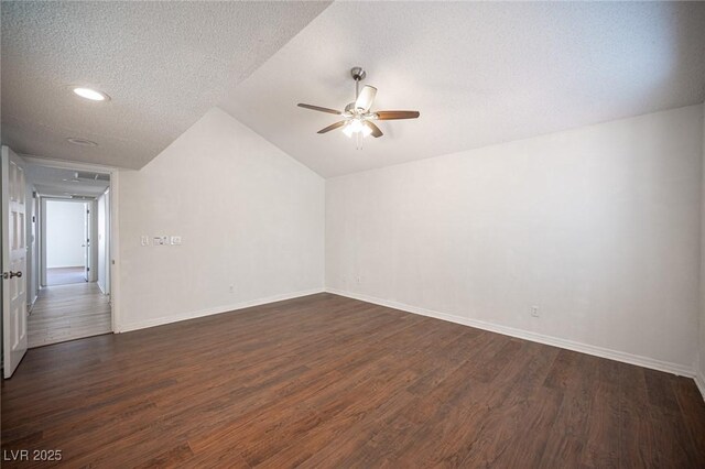 3369 Milenko Dr, Las Vegas, NV 89121 - additional living space with a ceiling fan, dark wood-style flooring, baseboards, a textured ceiling, and recessed lighting