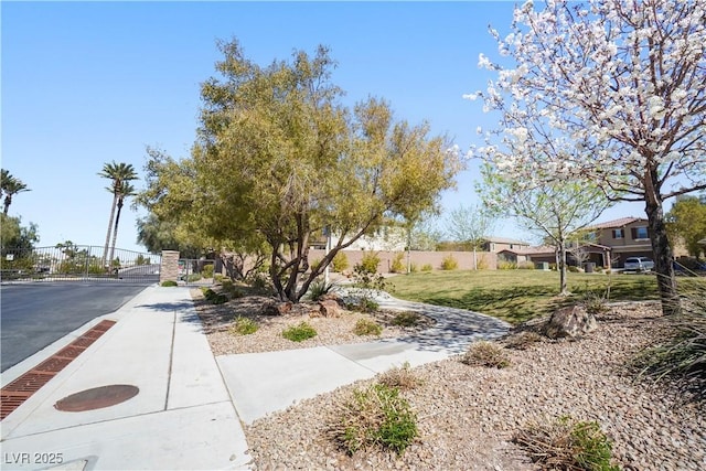 view of property's community featuring a gate and fence