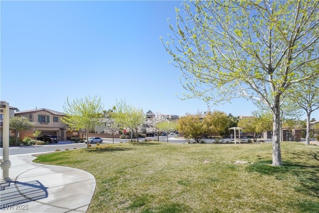 view of community featuring a lawn