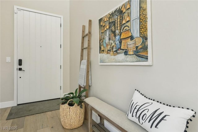 foyer with wood finished floors