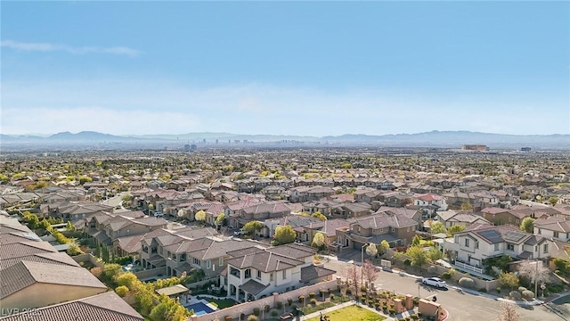 aerial view featuring a residential view and a mountain view