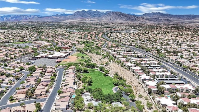 drone / aerial view with a mountain view and a residential view