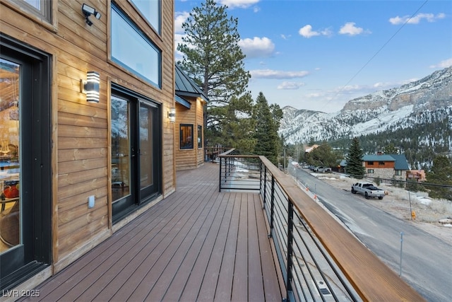 deck featuring a mountain view