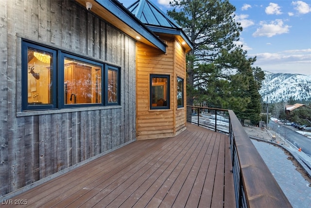 deck with a mountain view