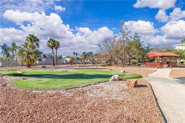 view of community with a gazebo and a yard