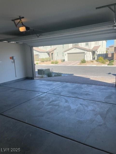 garage with a garage door opener