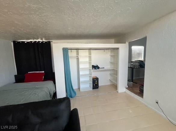 bedroom with a textured ceiling