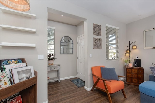 interior space featuring baseboards and wood finished floors