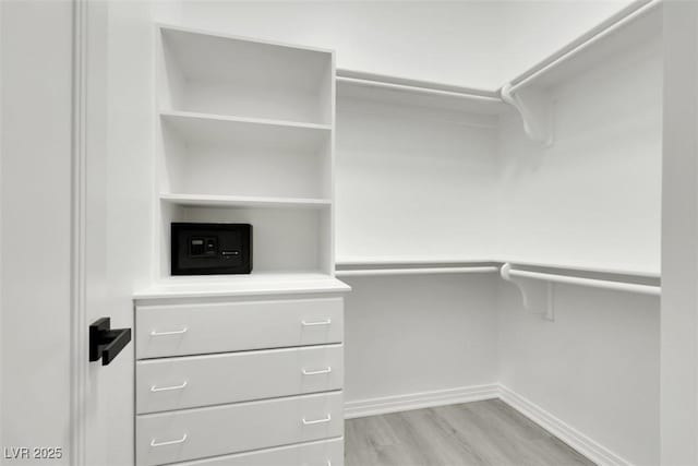 spacious closet with light wood-style flooring