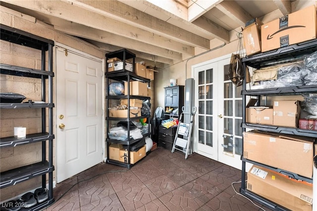 storage area with french doors