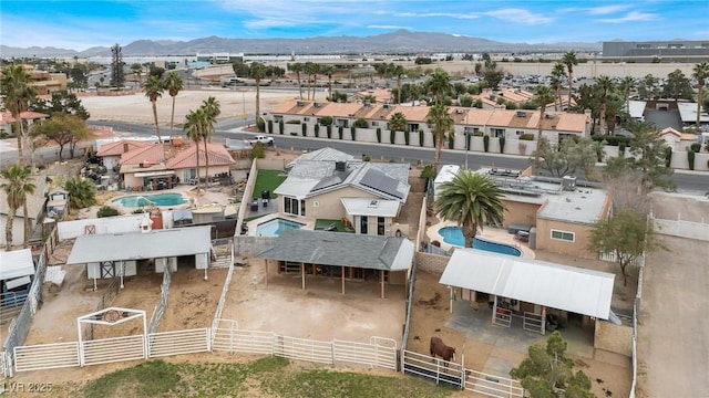 drone / aerial view with a mountain view and a residential view