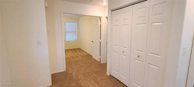 hall featuring baseboards and carpet