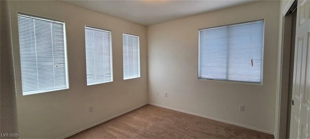 spare room with carpet flooring and baseboards