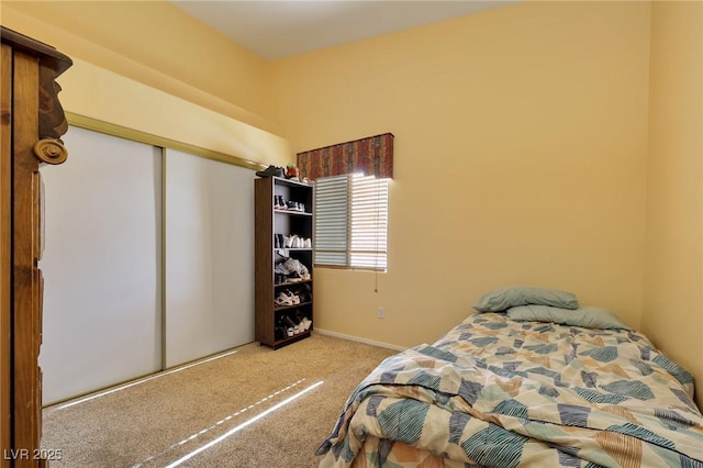 bedroom with a closet and carpet