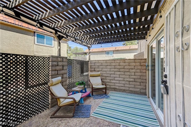 view of patio featuring a pergola