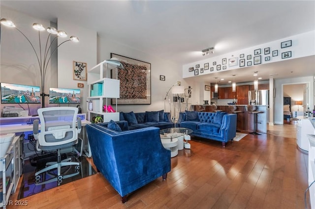 living room with hardwood / wood-style flooring