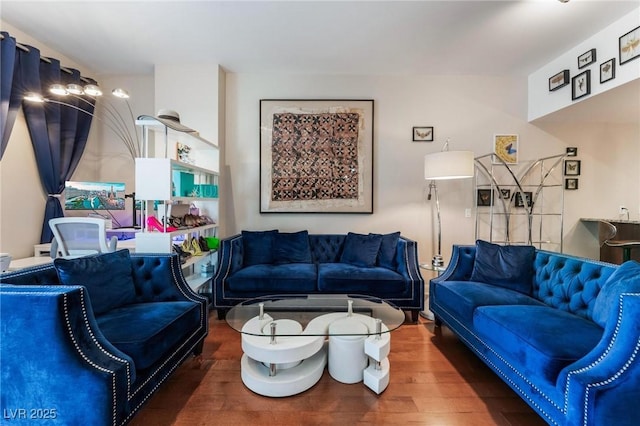 living room with wood finished floors