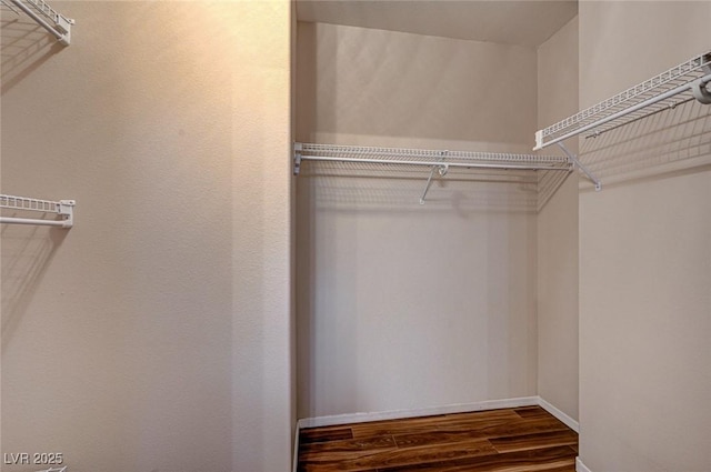 spacious closet with wood finished floors