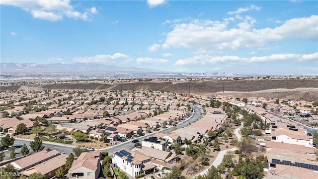 aerial view with a residential view and a mountain view