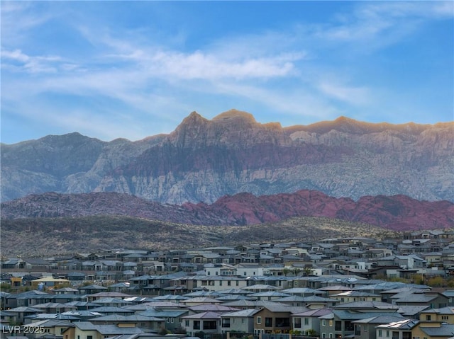 view of mountain feature featuring a residential view