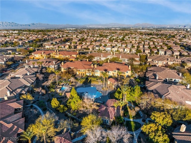 bird's eye view with a mountain view and a residential view