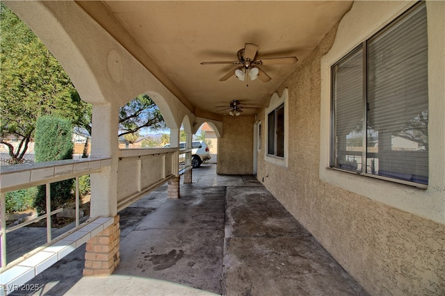 view of patio with ceiling fan