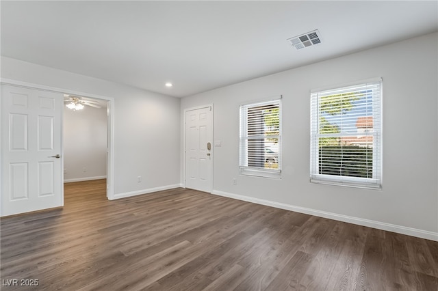 206 Lynbrook St, Henderson, NV 89012 - foyer featuring dark wood finished floors, recessed lighting, and ceiling fan