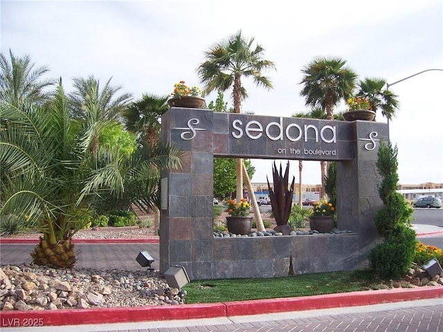 view of community sign