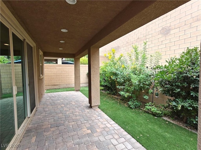 view of patio featuring a fenced backyard