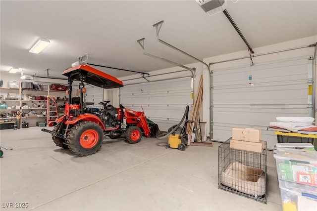 garage with a garage door opener