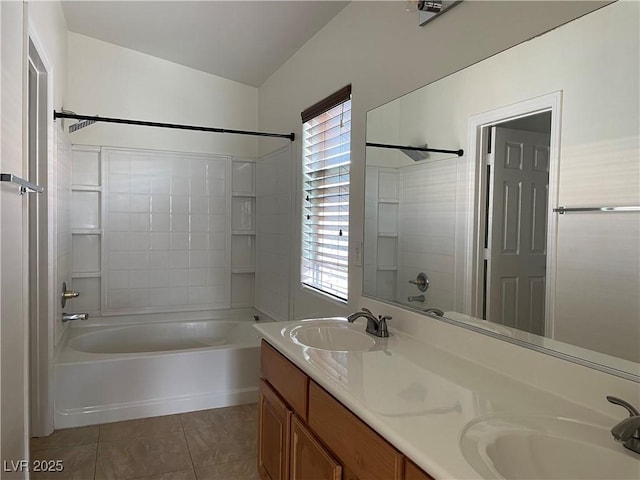 bathroom with  shower combination, a wealth of natural light, and a sink