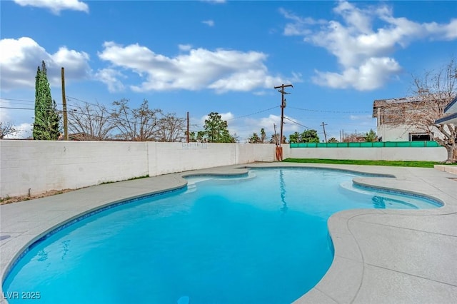 view of pool featuring a fenced in pool and a fenced backyard