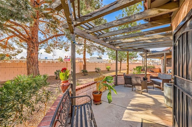 2611 Laguna Shores Ln, Las Vegas, NV 89121 - view of patio / terrace with a fenced backyard and a pergola