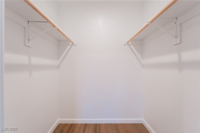 walk in closet featuring wood finished floors