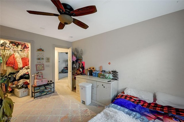 bedroom featuring ceiling fan