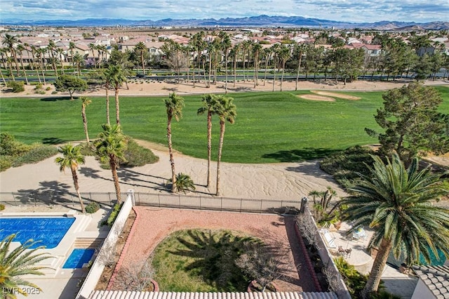 bird's eye view with a mountain view