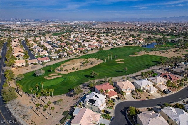 bird's eye view with a residential view and view of golf course