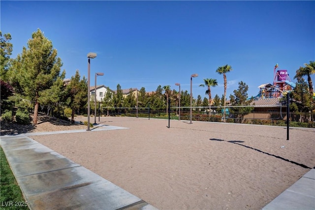 surrounding community featuring volleyball court