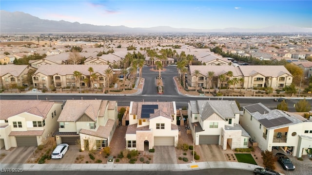 aerial view featuring a residential view and a mountain view