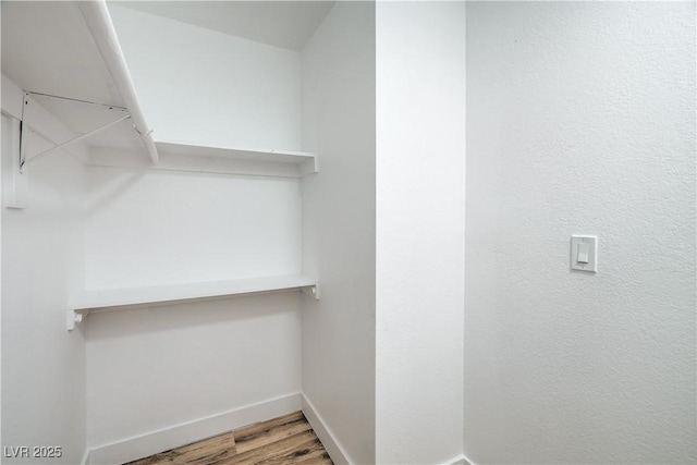 walk in closet featuring wood finished floors