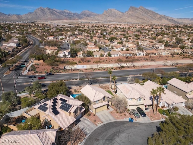 bird's eye view with a mountain view and a residential view