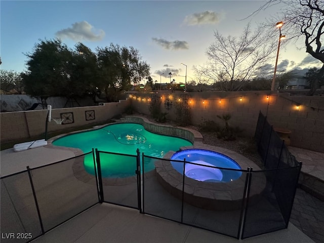 view of swimming pool featuring a fenced in pool and a fenced backyard