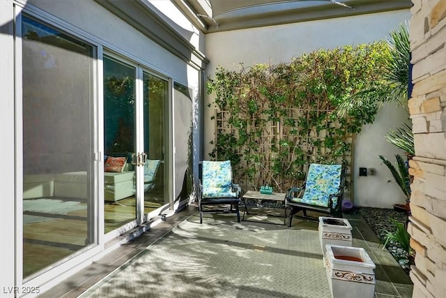 view of patio featuring french doors