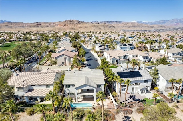 aerial view with a residential view and a mountain view