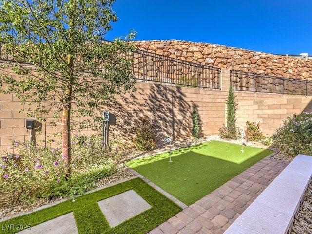 view of yard featuring fence