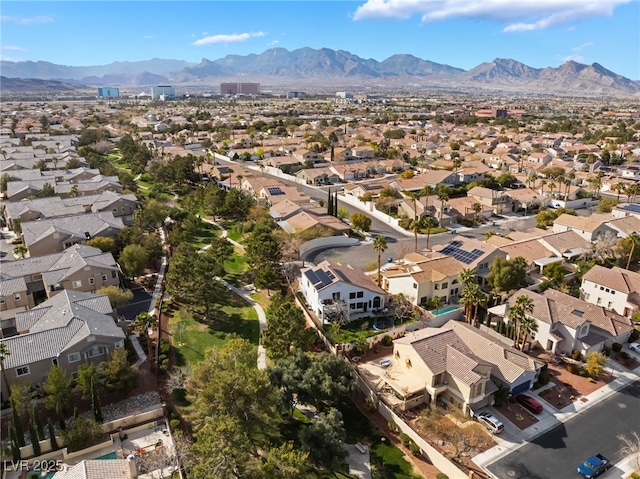 drone / aerial view with a mountain view and a residential view